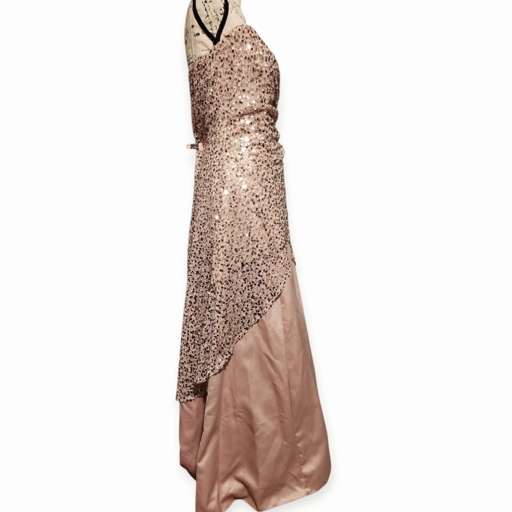 Jump Apparel Strapless Mauve And Rose Gold Sequin Gown View 6